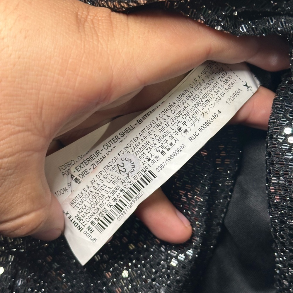 Zara Black Button Front Sequin Detail Lined Romper Holiday New Years Eve Size M - Picture 4 of 8